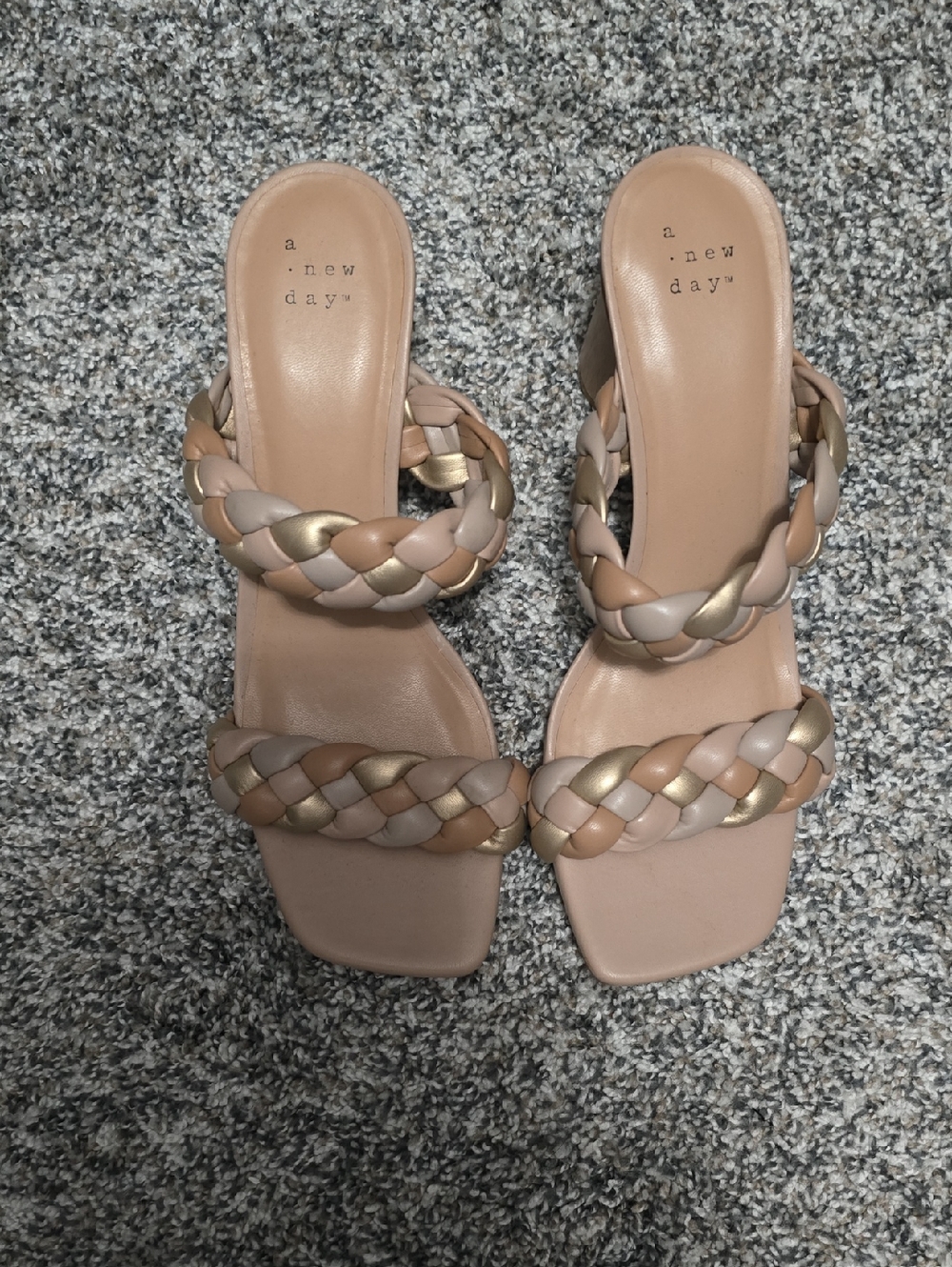 a new day Neutral Braided Double-Strap Slide Heels